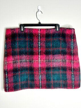 Lauren Ralph Lauren Christmas Plaid Mohair Mini Skirt Preppy Quiet Luxury Sz 18